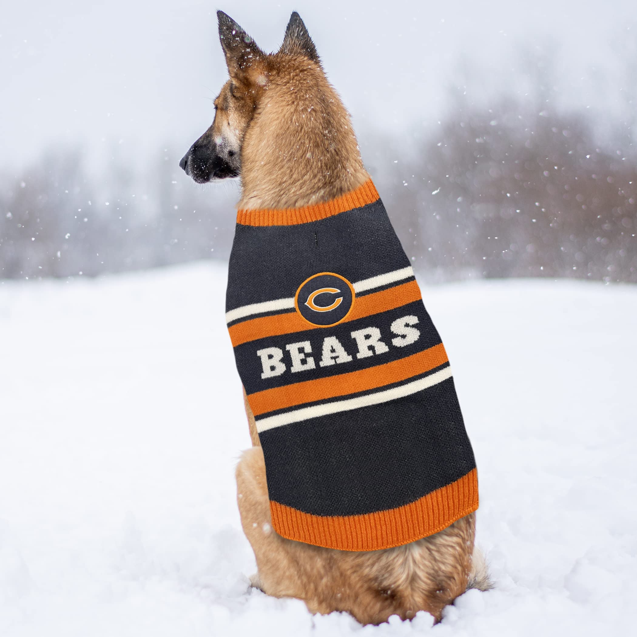 Nfl Chicago Bears Dog Sweater, Size Medium. Warm And Cozy Knit Pet Sweater With Nfl Team Logo, Best Puppy Sweater For Large And